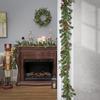 National Tree Company First Traditions Pre-Lit Christmas Wreath and Two Garlands with Berries and Pinecones, Warm White LED Lights, 9 ft view 2