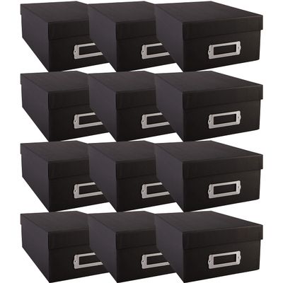 Simply Tidy Photo Storage Box - Store and Protect Pictures, Documents, and Prints - Black, Bulk 12 Pack