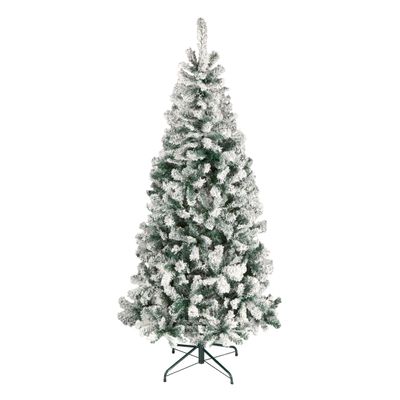 National Tree Company 6 ft Acacia Flocked Artificial Christmas Tree, Unlit Christmas Decoration Unlit, Pencil Profile, Hinged Branches, Includes Metal Stand