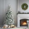 National Tree Company 6 ft Acacia Flocked Artificial Christmas Tree, Unlit Christmas Decoration Unlit, Pencil Profile, Hinged Branches, Includes Metal Stand view 3