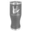 LaserGram 14oz Vacuum Insulated Pilsner Mug, Sign Language I Love You, Personalized Engraving Included (Gray) view 1