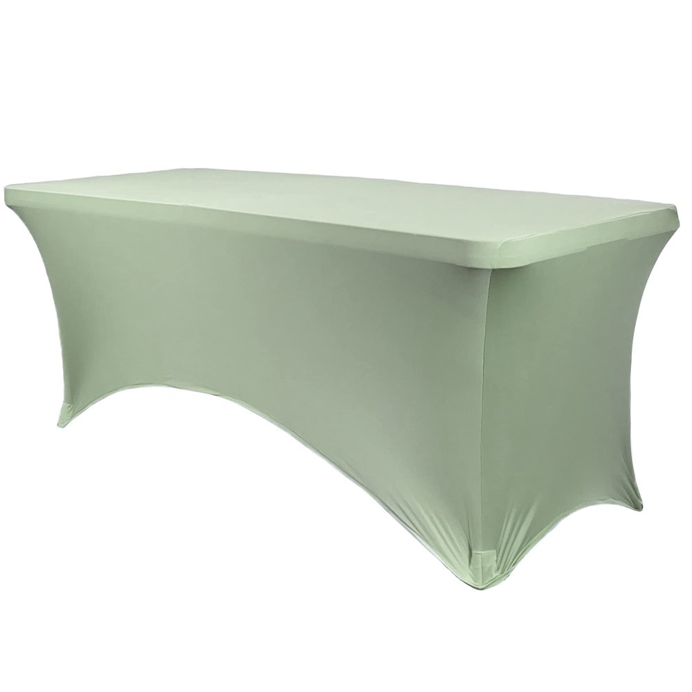 YOUR CHAIR COVERS Rectangular Spandex Tablecloth 6ft Fitted Wedding Event Patio Decorations Elastic Fabric Stretch Cover for Folding Table (Sage)