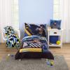 Warner Brothers Batman The Caped Crusader Navy, Gray, and Yellow Bat-Signal 4 Piece Toddler Bed Set - Comforter, Fitted Bottom Sheet, Flat Top Sheet and Reversible Pillowcase view 1