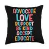 Advocate Love Support Accept Be Kind Autism Awareness Throw Pillow view 1