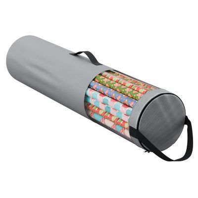 Primode Wrapping Paper Storage Bag | Wrapping Paper Organizer Under Bed for Storing Multiple Rolls of Gift Wrap, 42 Length Container Constructed of Durable 600D Oxford Material (Gray)