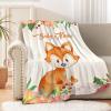Anuruddha Personalized Blanket with Name, Fox Flower Custom Blankets Flannel Fluffy Cozy Throws for Bedroom/Couch Gift for for Loved Ones XL 90"120" for Family view 4