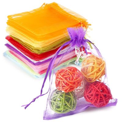 3x4 Inch 100PCS Organza Bags - Jewelry Gift Bags Bulk for Earrings, Rings, Tiny Crafts, Wedding Confetti, 2 Color Options (White or Assorted Colors)
