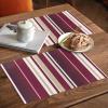 13X19 Inch Farmhouse Placemats Set of 6 PCS, Heat-Resistant Non-Slip PVC Dinning Table Mats Kitchen Table Mats, Simple Christmas Red Stripes Vinyl Placemats for Kids Party Dining Decor view 3