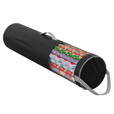 Primode Wrapping Paper Storage Bag | Wrapping Paper Organizer Under Bed for Storing Multiple Rolls of Gift Wrap, 42 Length Container Constructed of Durable 600D Oxford Material (Black)