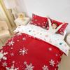 Erosebridal Merry Christmas Duvet Cover Queen Size, Christmas Snowflake Comforter Cover for Kids Boys Girls Women, Xmas Decor Bedding Set Red Soft Microfiber Quilt Cover with 2 Pillow Cases, Red view 2