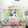 Anuruddha Personalized Blanket with Name, Cow Flower Custom Blankets Flannel Fluffy Cozy Throws for Bedroom/Couch Gift for for Loved Ones XL 90"120" for Family view 2