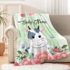 Anuruddha Personalized Blanket with Name, Cow Flower Custom Blankets Flannel Fluffy Cozy Throws for Bedroom/Couch Gift for for Loved Ones XL 90"120" for Family view 4