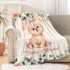 Anuruddha Personalized Blanket with Name, Rabbit Flower Custom Blankets Flannel Fluffy Cozy Throws for Bedroom/Couch Gift for for Loved Ones S 40"50" for Kids view 4