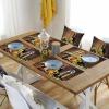 13X19 Inch Farmhouse Placemats Set of 6 PCS, Heat-Resistant Non-Slip PVC Dinning Table Mats Kitchen Table Mats, Retro Style Wine Barrel Grape Fruit Red Wine Glass Vinyl Placemats for Kids Party Decor view 4