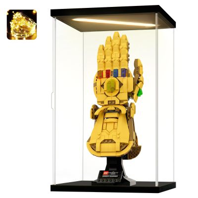 Instnovny Acrylic Display Case for Collectibles Clear Acrylic Boxes for Display Figure Toys Lighted Building Model Set 76191 Display Case Room Decoration Box(Black-Solid Yellow; 7.9*5.9*13.8 inch)