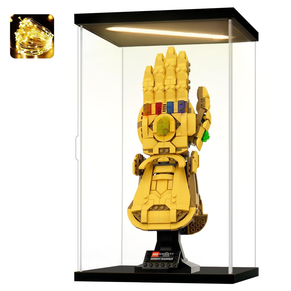 Instnovny Acrylic Display Case for Collectibles Clear Acrylic Boxes for Display Figure Toys Lighted Building Model Set 76191 Display Case Room Decoration Box(Black-Solid Yellow; 7.9*5.9*13.8 inch)