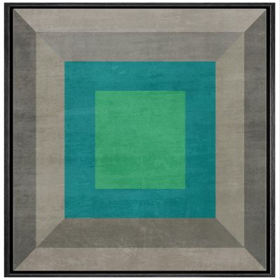 IDEA4WALL Framed Canvas Print Wall Art 3D Effect Teal Blue Green Square Abstract Geometric Illustrations Modern Art Minimalism Shapes Multicolor Boho for Living Room, Bedroom, Office - 16"x24" Black