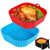 Boribim 2 PCS Square Silicone Air Fryer Liners - 8 Inch Reusable Air Fryer Pot - Air Fryer Accessories - Air Fryer Inserts for 4 to 7 QT Oven Microwave Accessories (Red + Blue) view 1