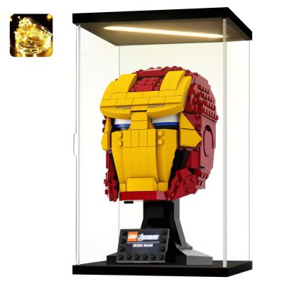 Instnovny Acrylic Display Case for Collectibles Clear Acrylic Boxes for Display Figures Memoribilia Lighted Building Helmet Model 76165 Display Case Storage Box(Black-Solid Yellow; 5.9*5.9*9.8 inch)