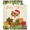 Anuruddha Personalized Blanket with Name, Merry Christmas Tiger Custom Blankets Flannel Fluffy Cozy Throws for Bedroom/Couch Gift for for Loved Ones XL 90"120" for Family view 1