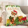 Anuruddha Personalized Blanket with Name, Merry Christmas Tiger Custom Blankets Flannel Fluffy Cozy Throws for Bedroom/Couch Gift for for Loved Ones XL 90"120" for Family view 4