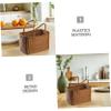 Garneck 1pc Woven Basket Fruits Candy Basket Fruit Basket Woven Magazine Basket Decorative Farmhouse Picnic Basket Adult Vegetable Basket with Handle Tote Child Natural Plastic Food view 3