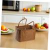 Garneck 1pc Woven Basket Fruits Candy Basket Fruit Basket Woven Magazine Basket Decorative Farmhouse Picnic Basket Adult Vegetable Basket with Handle Tote Child Natural Plastic Food view 4