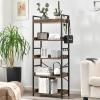 HCHQHS Adjustable 5 Tier Open Bookcase, Rustic Farmhouse Book Shelves, Industrial Wood and Black Metal Bookshelves, Mid Century Bookcase for Home Office Living Room Bedroom view 2