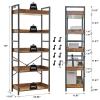 HCHQHS Adjustable 5 Tier Open Bookcase, Rustic Farmhouse Book Shelves, Industrial Wood and Black Metal Bookshelves, Mid Century Bookcase for Home Office Living Room Bedroom view 3
