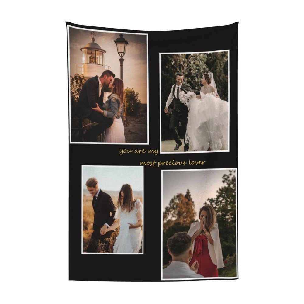 Custom Blanket with Photo Text Customized Picture Blanket Personalized Throw Blanket for Baby Mother Father Adult Friends Lovers Pets Personalized Gift Flannel Blanket Birthday Christmas 4 Picture