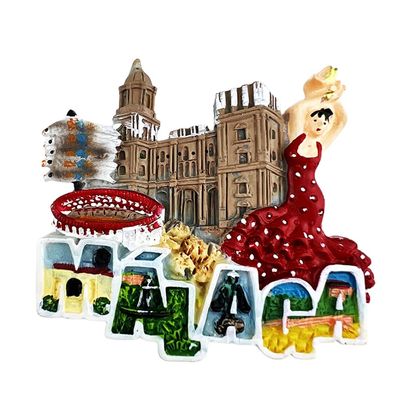 3D Malaga Spain Fridge Magnet Souvenir Gift,Resin Handmade Malaga Refrigerator Magnet Home & Kitchen Decoration Collection