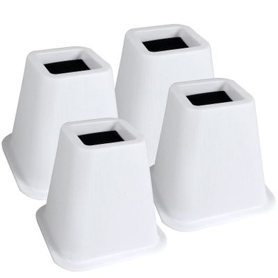 DEDU Bed Risers 6 Inch Heavy Duty 4 Pack, Furniture Risers for Sofas Oversized, Couch Risers with Non-Slip Pad Supports Up to 2200 Lbs for Bed, Desk, Chair (White)