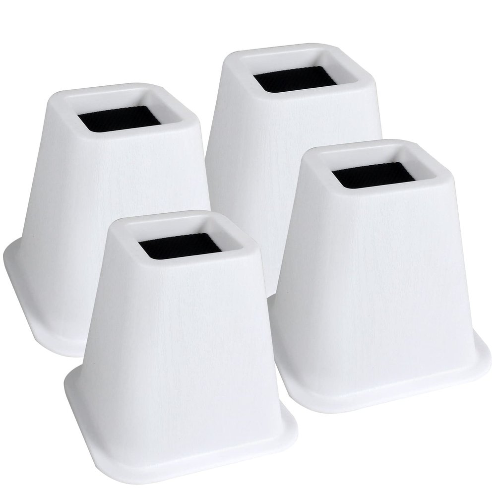 DEDU Bed Risers 6 Inch Heavy Duty 4 Pack, Furniture Risers for Sofas Oversized, Couch Risers with Non-Slip Pad Supports Up to 2200 Lbs for Bed, Desk, Chair (White)