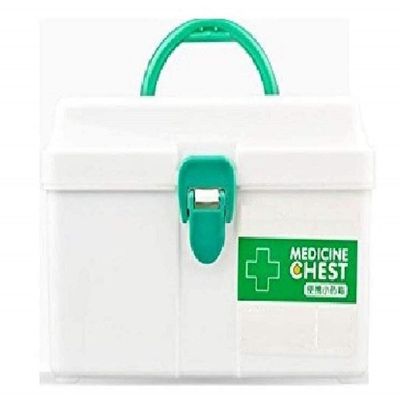 sainio Portable Plastic First Aid/Medicine Storage Box and Organizer (White, Medium)