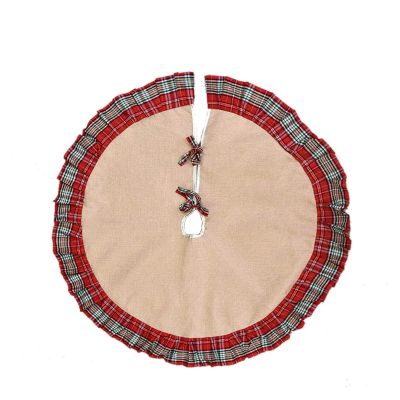 LJFMDLN Christmas Tree Skirt 38 Inches Sackcloth Plaid Tree Skirt for Merry Christmas Party Decorations Holiday Tree Ornaments (Color : Red)