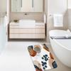 Boho Mid Century Bath Mat Rug Abstract Navy Blue Chic Modern Geometric Leaves Plant Watercolor Simple Neutral Minimalist Aesthetic Modern Bathroom Indoor Bathtub Carpet with Lining 17.7 x 29.5 Inch view 2