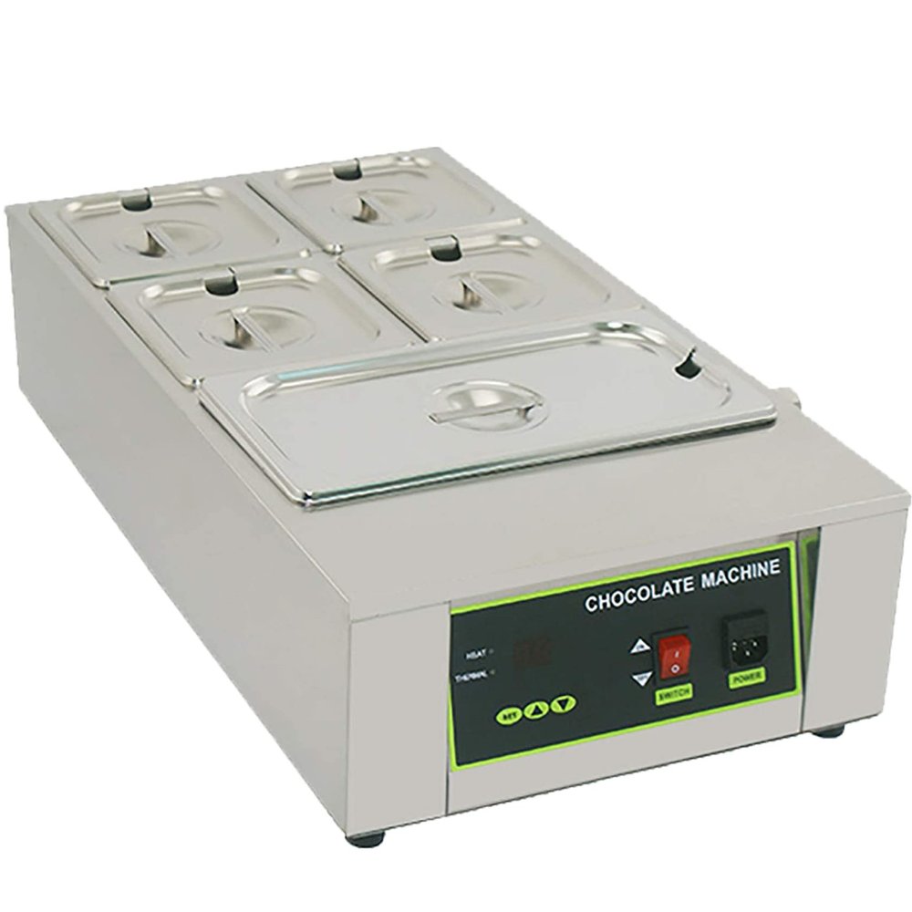 JINTAOMA Digital 2-6 Pots Electric Chocolate Melting Machine Temperature Adjustable 1000W Commercial Chocolate Tempering Machine Melter Pot Heater,5grid
