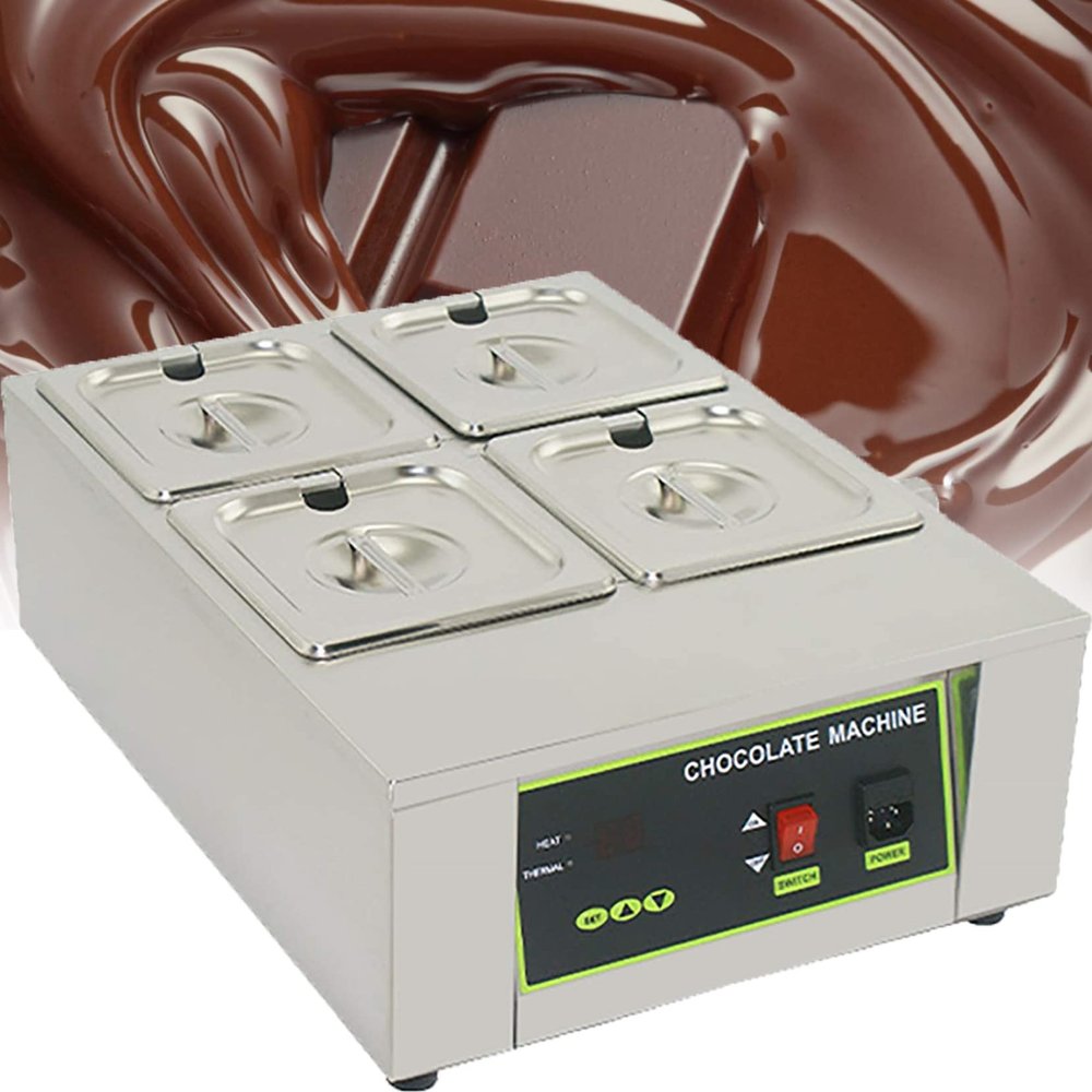 JINTAOMA Electric Chocolate Melting Machine, Commercial Chocolate Tempering Machine, Automatic Control Chocolate Melting Machine, for Chocolate/Milk/Cream,4grid