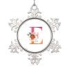 Monogram Initial Letter E Snowflake Ornaments Pink Letter Rose Floral Christmas Decorations for Tree Custom Christmas Ornaments 2022 Metal Keepsake Gifts for Family Friend Women Wedding Anniversary view 1