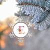 Monogram Initial Letter E Snowflake Ornaments Pink Letter Rose Floral Christmas Decorations for Tree Custom Christmas Ornaments 2022 Metal Keepsake Gifts for Family Friend Women Wedding Anniversary view 2
