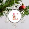 Monogram Initial Letter E Snowflake Ornaments Pink Letter Rose Floral Christmas Decorations for Tree Custom Christmas Ornaments 2022 Metal Keepsake Gifts for Family Friend Women Wedding Anniversary view 4