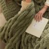 AOPPLSOT Grey Throw Blankets, Faux Fur Heavy Plush Blanket, Throw Blankets for Couch Und Bed, Super Soft Cozy Microfiber Blanket,Green,100 * 150cm view 2