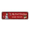 Christmas Metal Street Signs Custom Family Name Sign Santa Claus Christmas Wall Decor Metal Wall Art Holday Gift Home Office Man Cave Wall Plaque Funny Wall Decor Signs 6x24in view 1