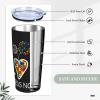 Autism Awareness Love Needs No Words 20oz Tumbler With Lid, Stainless Steel Vacuum Insulated Double Wall Travel Tumbler, Durable Insulated Coffee Mug, Thermal Cup With Splash Proof Sliding Lid view 3