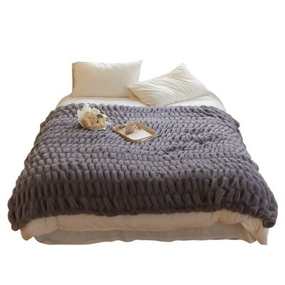 AOPPLSOT Grey Throw Blankets, Faux Fur Heavy Plush Blanket, Throw Blankets for Couch Und Bed, Super Soft Cozy Microfiber Blanket,Grey,150 * 200cm