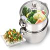 2-Tier Stainless Steel Steamer, 11-Inch Multi-Layer Boiler Pot with Handles on Both Sides, Cookware Pot with Tempered Glass Lid, Work with Gas, Electric, Grill Stove Top, Dishwasher Safe view 1
