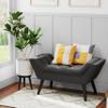 Andeworld Upholstered Tufted Small Cute Bench Ottoman for Entryway Foyer Bathroom Vanity Bedroom (One Seater, Dark Grey) view 3