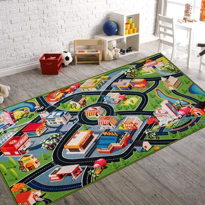 Booooom Jackson Car Rug City Life Great for Kids Toy Cars, Play Learn and Have Fun Safely - Kids Rug Baby Children Educational Road Traffic Play Mat for Bedroom Play Room Game Safe Area(39X79Inch)