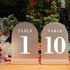 ORGANTEAM Wedding Table Numbers 1-10, Acrylic Arch Signs with Natural Wood Stands Holders, Rustic Table Decor for Reception & Parties (Frosted White) view 1