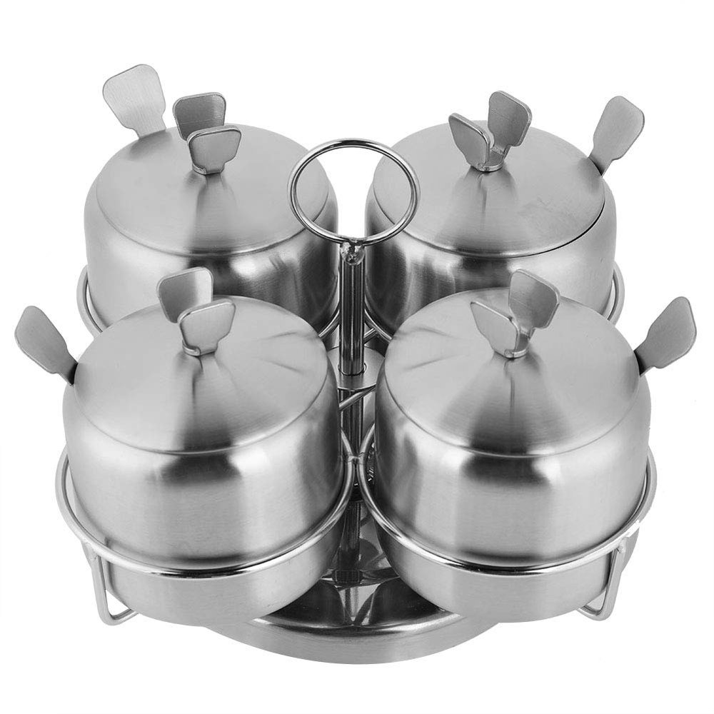 LIZEALUCKY Rotating Spice Rack Spice Bottle Kit Stainless Steel Spice Box Spice Box Spice Jar Salt Black Pepper Kitchen Supplies Vanilla and Spice Organizer